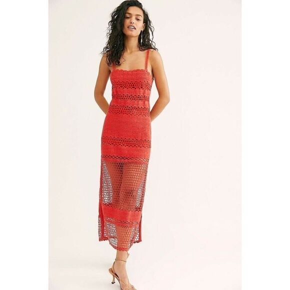 FREE PEOPLE STELLA CROCHET SLEEVELESS MAXI DRESS